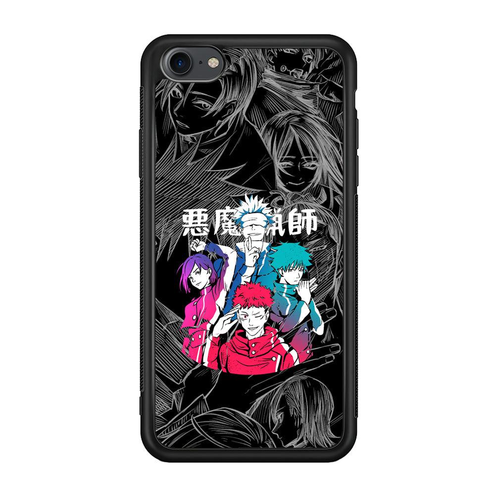 Jujutsu Kaisen Coloring Friendship iPhone 8 Case-Rubber Black (2D Case)-Oxvistore