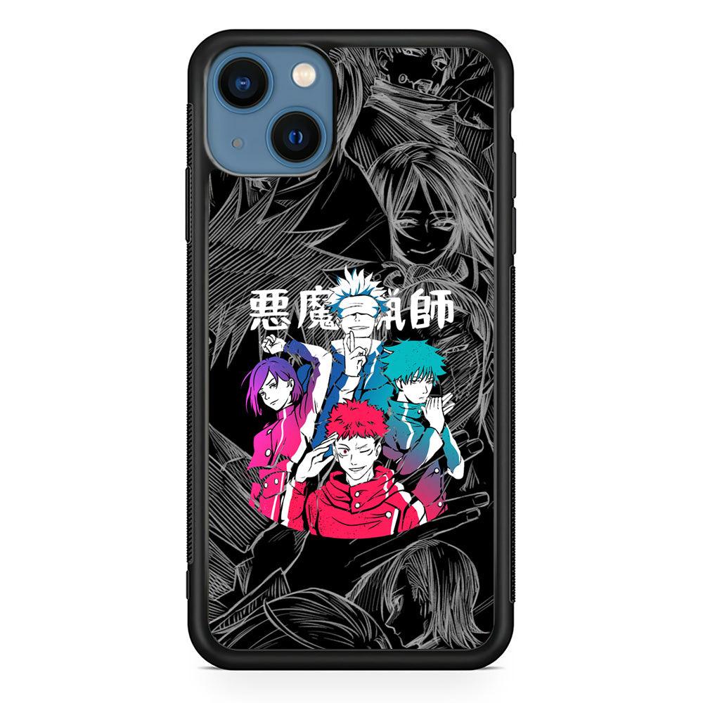 Jujutsu Kaisen Coloring Friendship iPhone 15 Plus Case-Rubber Black (2D Case)-Oxvistore