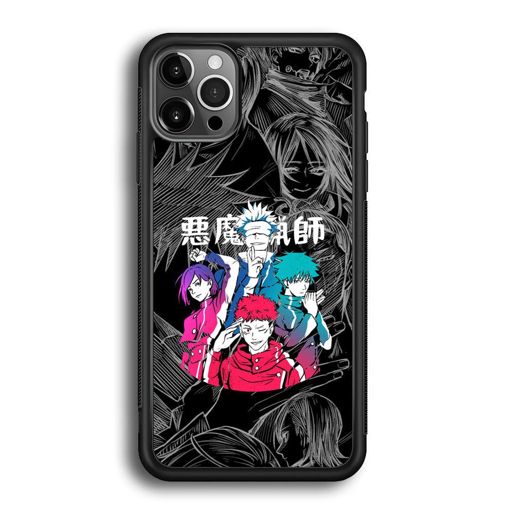 Jujutsu Kaisen Coloring Friendship iPhone 12 Pro Case-Rubber Black (2D Case)-Oxvistore