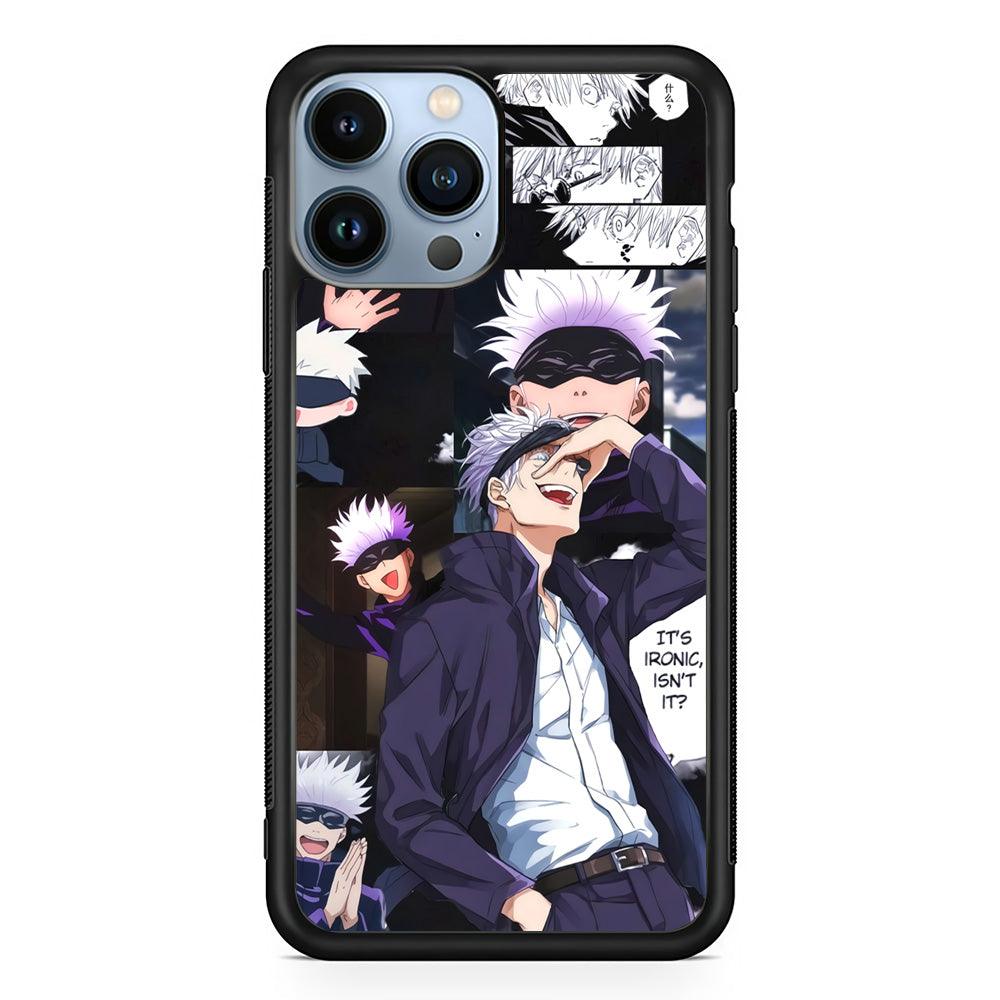 Jujutsu Kaisen Gojo Thinks Ironic iPhone 15 Pro Case-Rubber Black (2D Case)-Oxvistore