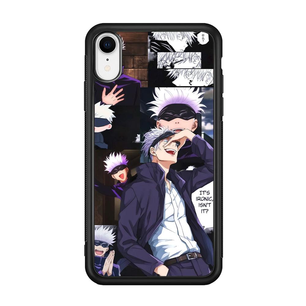 Jujutsu Kaisen Gojo Thinks Ironic iPhone XR Case-Rubber Black (2D Case)-Oxvistore