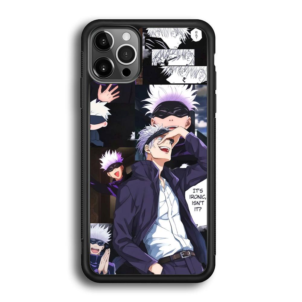 Jujutsu Kaisen Gojo Thinks Ironic iPhone 12 Pro Case-Rubber Black (2D Case)-Oxvistore