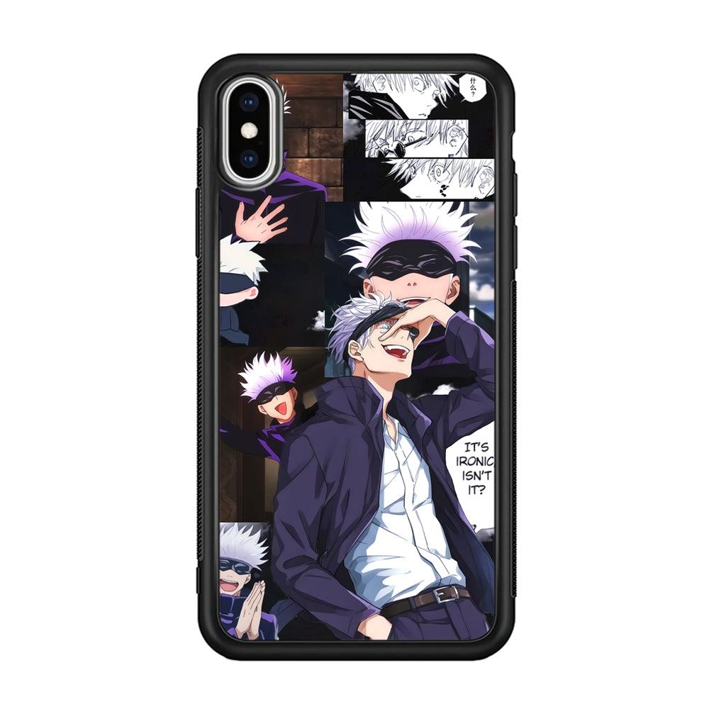 Jujutsu Kaisen Gojo Thinks Ironic iPhone XS Case-Rubber Black (2D Case)-Oxvistore