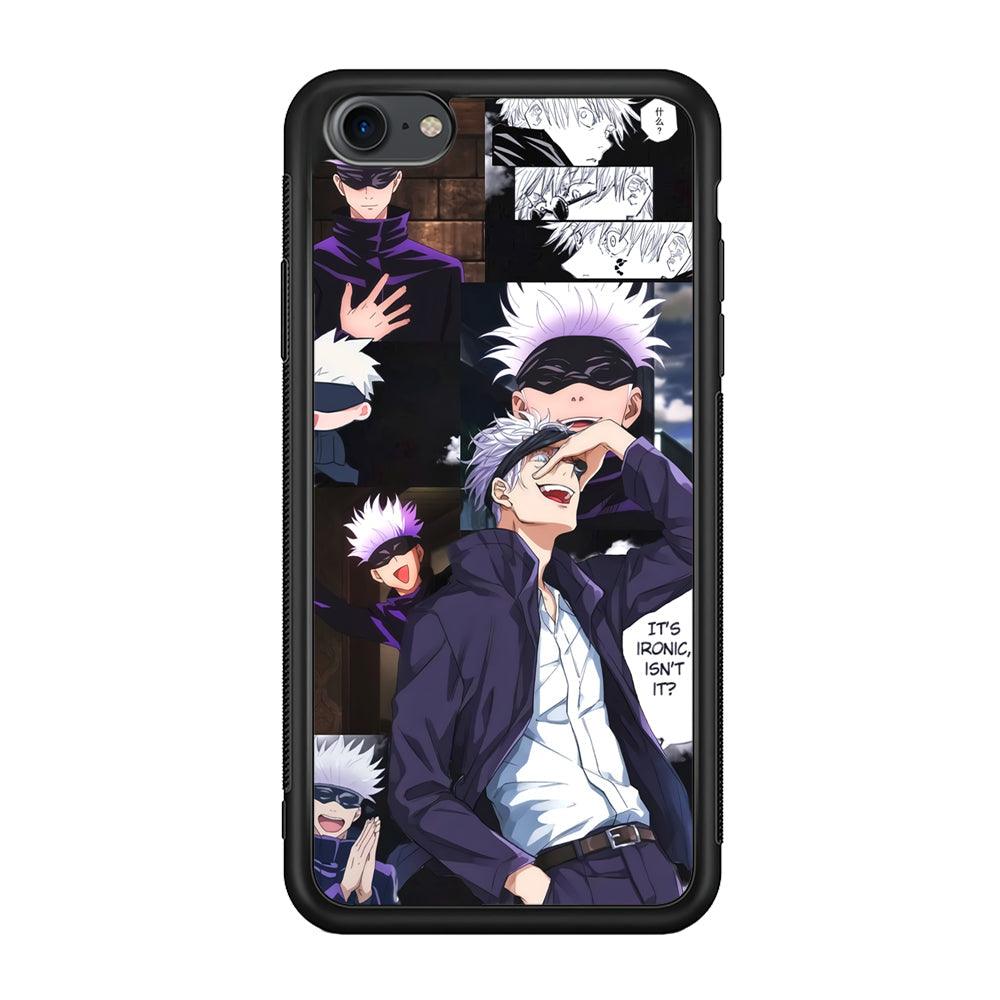Jujutsu Kaisen Gojo Thinks Ironic iPhone 8 Case-Rubber Black (2D Case)-Oxvistore