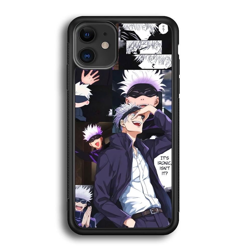 Jujutsu Kaisen Gojo Thinks Ironic iPhone 12 Case-Rubber Black (2D Case)-Oxvistore