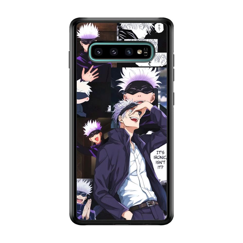 Jujutsu Kaisen Gojo Thinks Ironic Samsung Galaxy S10 Plus Case-Rubber Black (2D Case)-Oxvistore