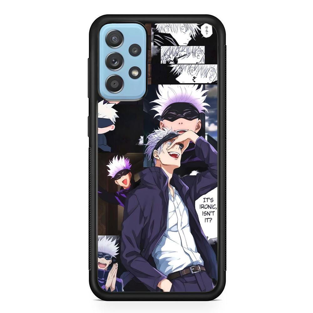 Jujutsu Kaisen Gojo Thinks Ironic Samsung Galaxy A72 Case-Rubber Black (2D Case)-Oxvistore