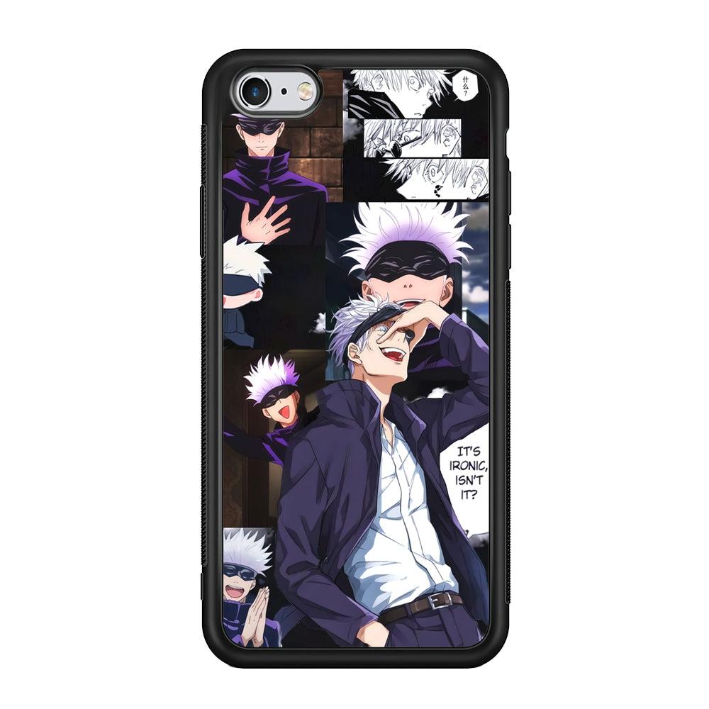 Jujutsu Kaisen Gojo Thinks Ironic iPhone 6 Plus | 6s Plus Case-Rubber Black (2D Case)-Oxvistore