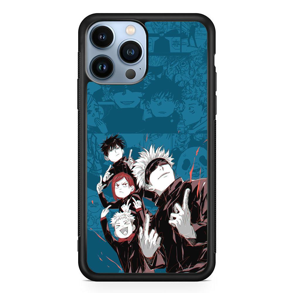 Jujutsu Kaisen Joking with Friends iPhone 14 Pro Max Case-Rubber Black (2D Case)-Oxvistore