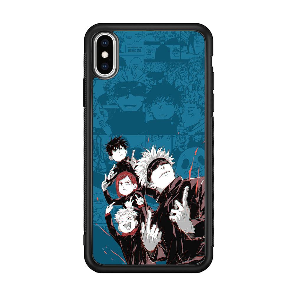 Jujutsu Kaisen Joking with Friends iPhone X Case-Rubber Black (2D Case)-Oxvistore
