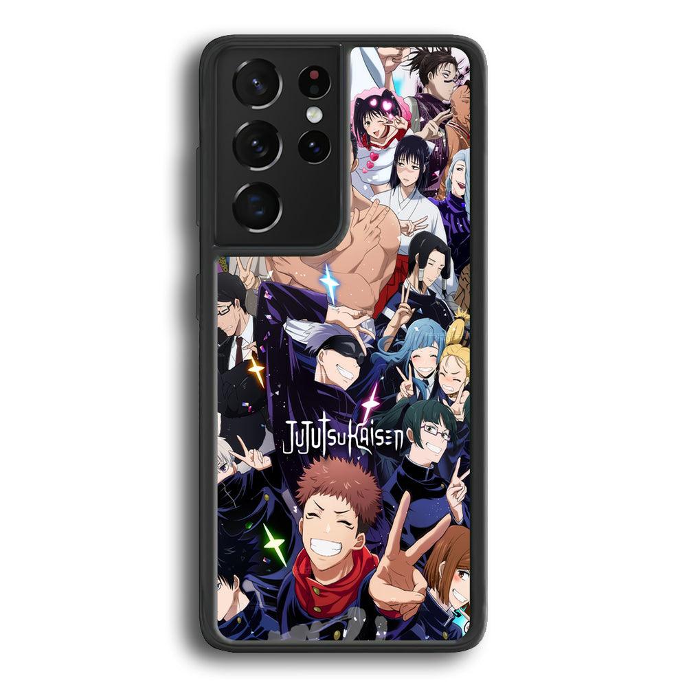 Jujutsu Kaisen Peace for Victory Samsung Galaxy S21 Ultra Case-Rubber Black (2D Case)-Oxvistore