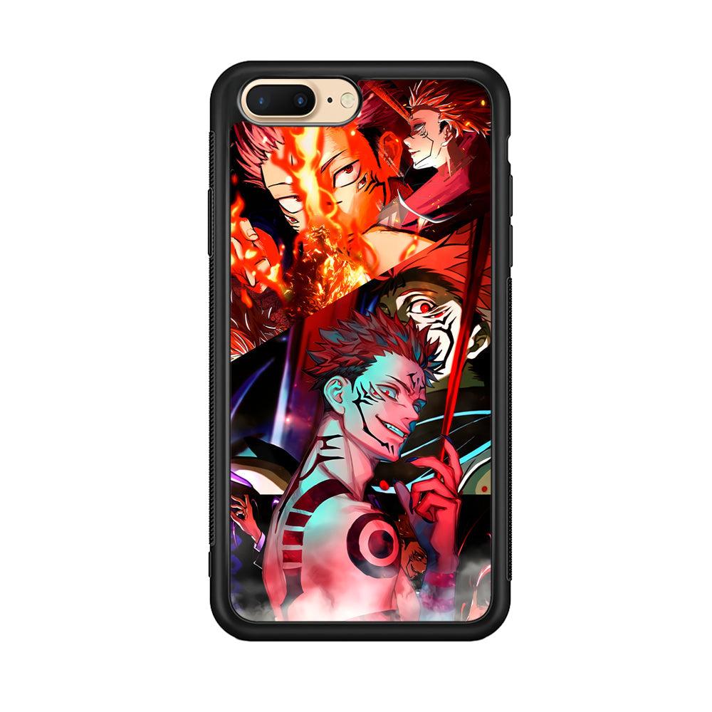 Jujutsu Kaisen Sukuna Pics Collage iPhone 8 Plus Case-Rubber Black (2D Case)-Oxvistore