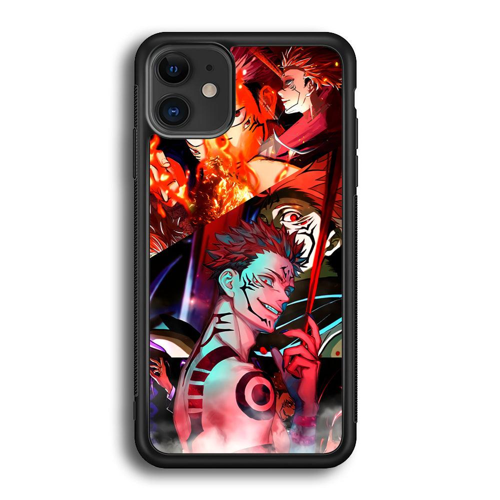 Jujutsu Kaisen Sukuna Pics Collage iPhone 12 Case-Rubber Black (2D Case)-Oxvistore