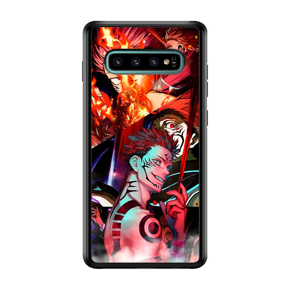 Jujutsu Kaisen Sukuna Pics Collage Samsung Galaxy S10 Case-Rubber Black (2D Case)-Oxvistore