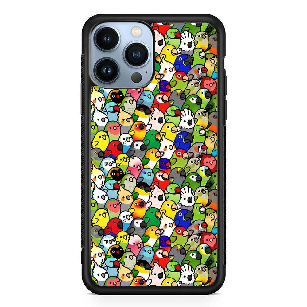 Kawaii Birds Pattern 2D Rubber Phone Case-Black-Oxvistore