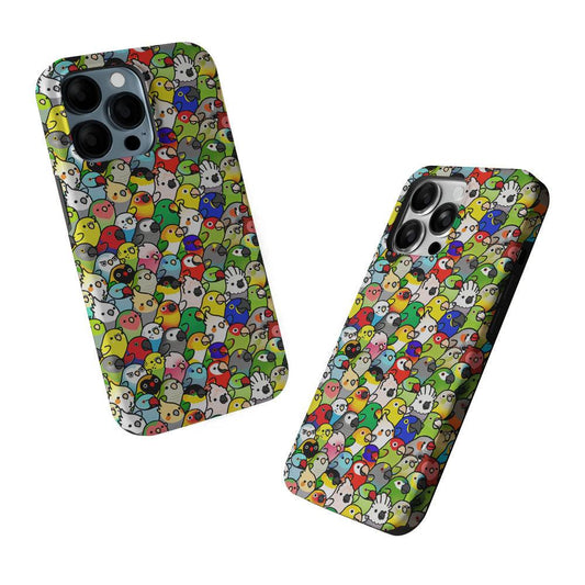 Kawaii Birds Pattern 2 in 1 Tough Phone Case-Oxvistore