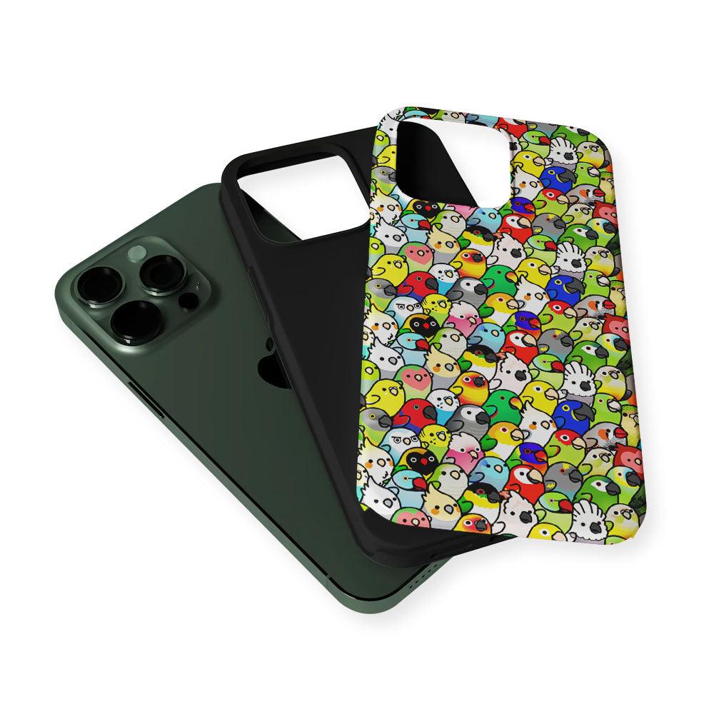 Kawaii Birds Pattern 2 in 1 Tough Phone Case-Oxvistore