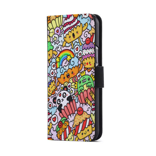 Kawaii Cupcake Graffiti Doodles Flip Wallet Phone Case-Oxvistore
