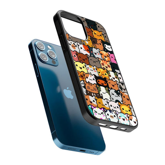 Kawaii Cute Cats Lovers Pattern 2D Rubber Phone Case-Oxvistore