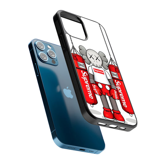 Kaws X Supreme Boxing Hypebeast 2D Rubber Phone Case-Oxvistore