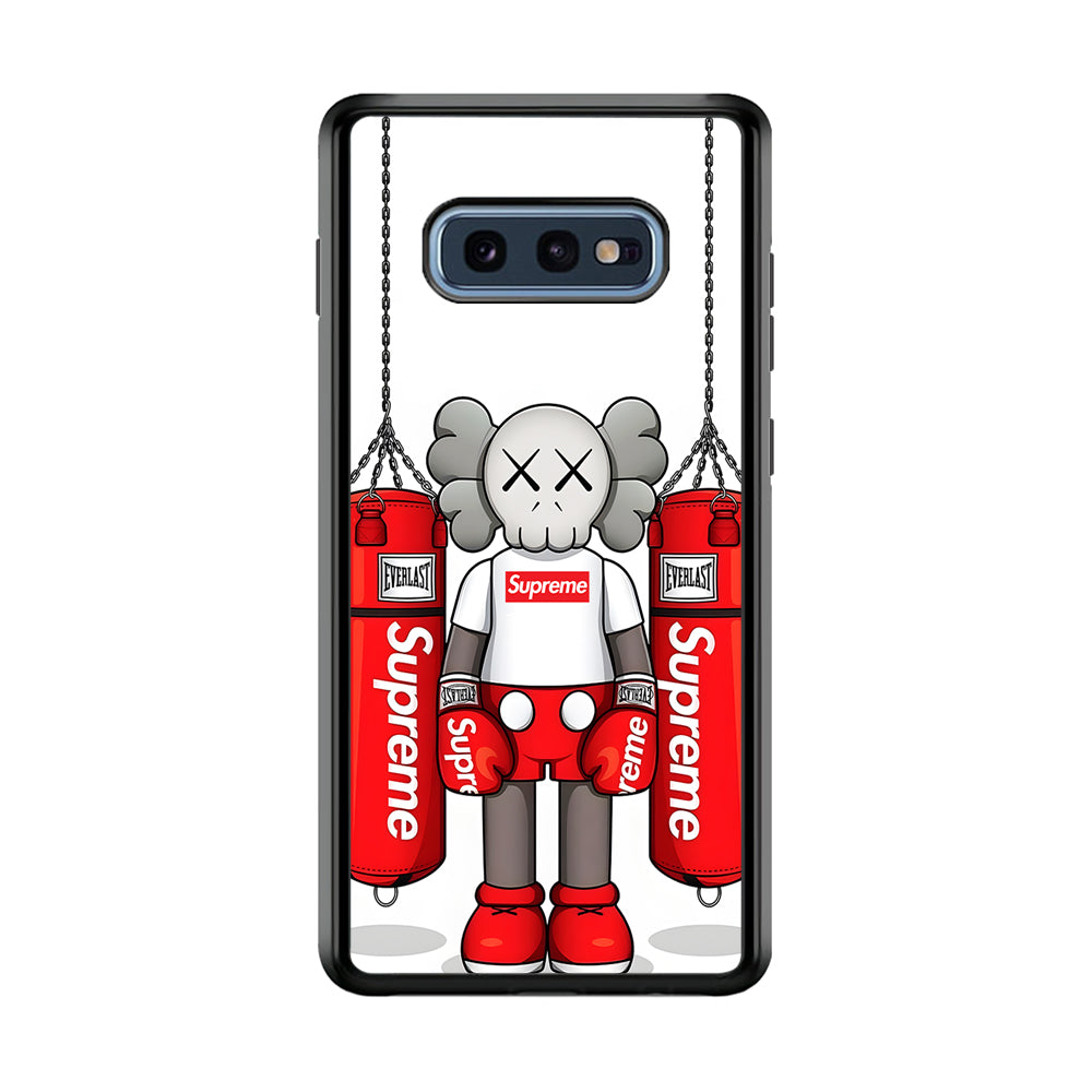 Kaws X Supreme Boxing Hypebeast Samsung Galaxy S10E Case-Rubber Black (2D Case)-Oxvistore