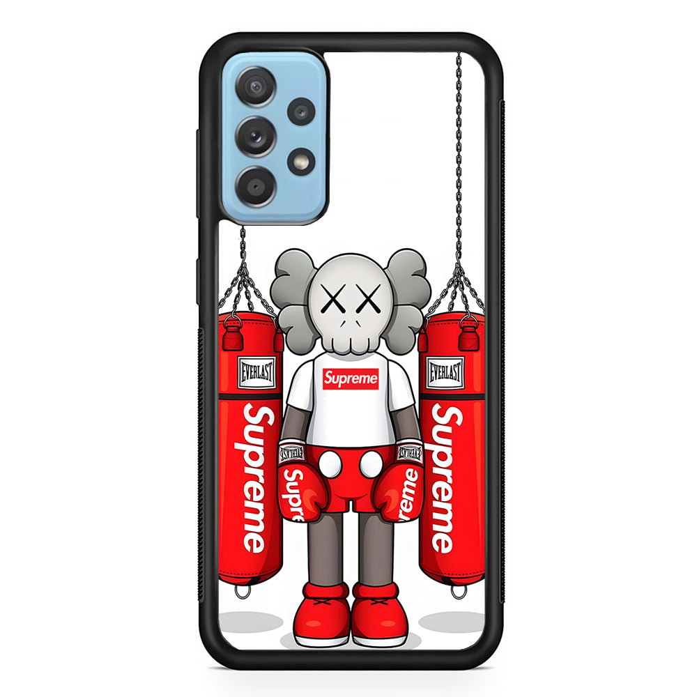 Kaws X Supreme Boxing Hypebeast Samsung Galaxy A72 Case-Rubber Black (2D Case)-Oxvistore
