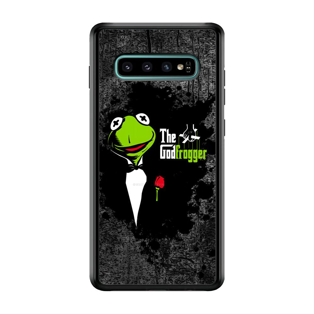 Kermit Frog is Godfrogger Samsung Galaxy S10 Case-Rubber Black (2D Case)-Oxvistore