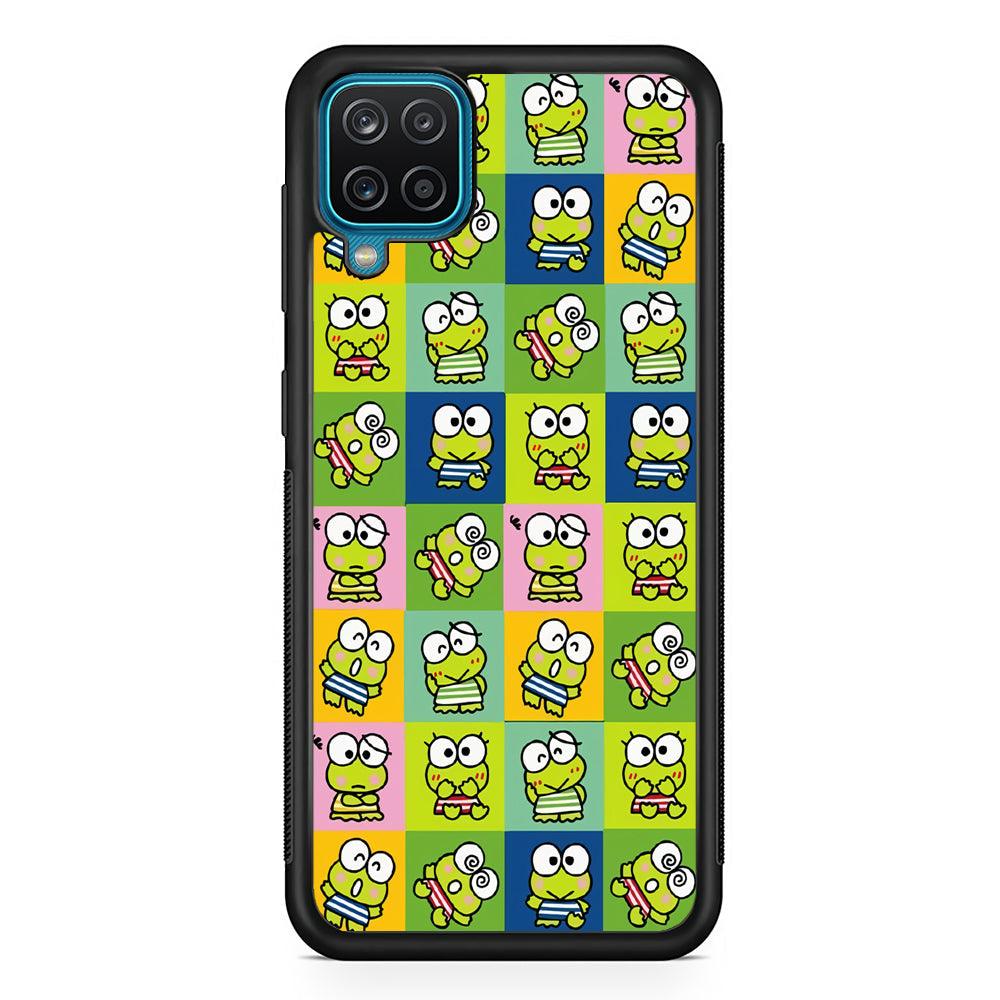 Keroppi Expression on Square Frame Samsung Galaxy A12 Case-Rubber Black (2D Case)-Oxvistore
