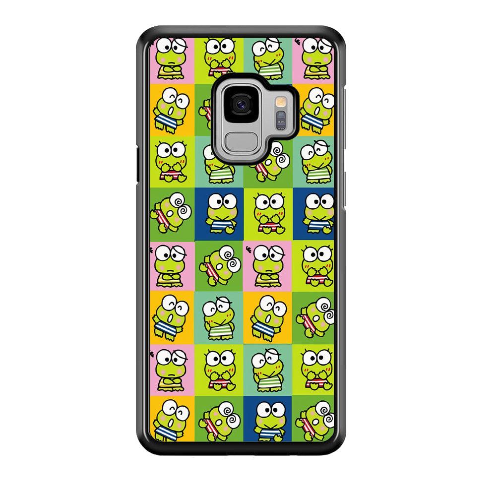 Keroppi Expression on Square Frame Samsung Galaxy S9 Case-Rubber Black (2D Case)-Oxvistore