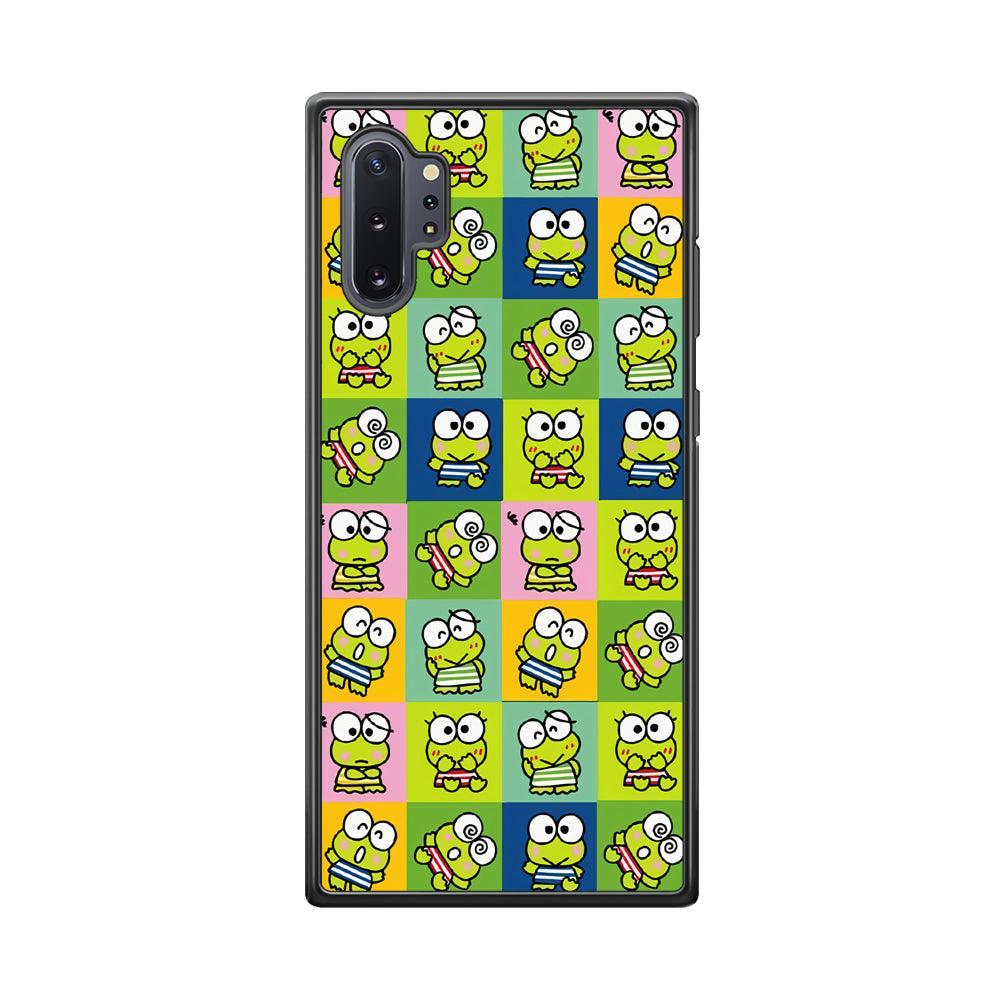 Keroppi Expression on Square Frame Samsung Galaxy Note 10 Plus Case-Rubber Black (2D Case)-Oxvistore