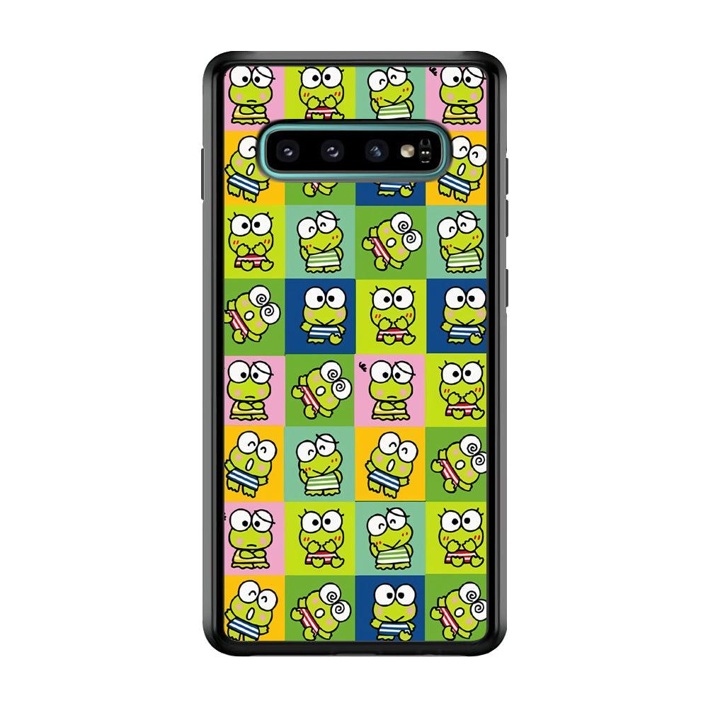 Keroppi Expression on Square Frame Samsung Galaxy S10 Plus Case-Rubber Black (2D Case)-Oxvistore