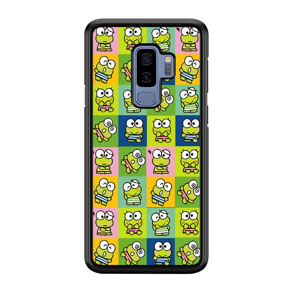 Keroppi Expression on Square Frame Samsung Galaxy S9 Plus Case-Rubber Black (2D Case)-Oxvistore