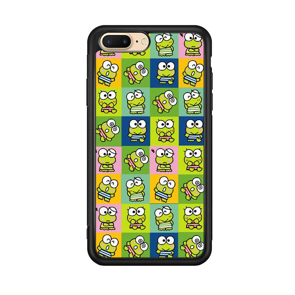 Keroppi Expression on Square Frame iPhone 8 Plus Case-Rubber Black (2D Case)-Oxvistore