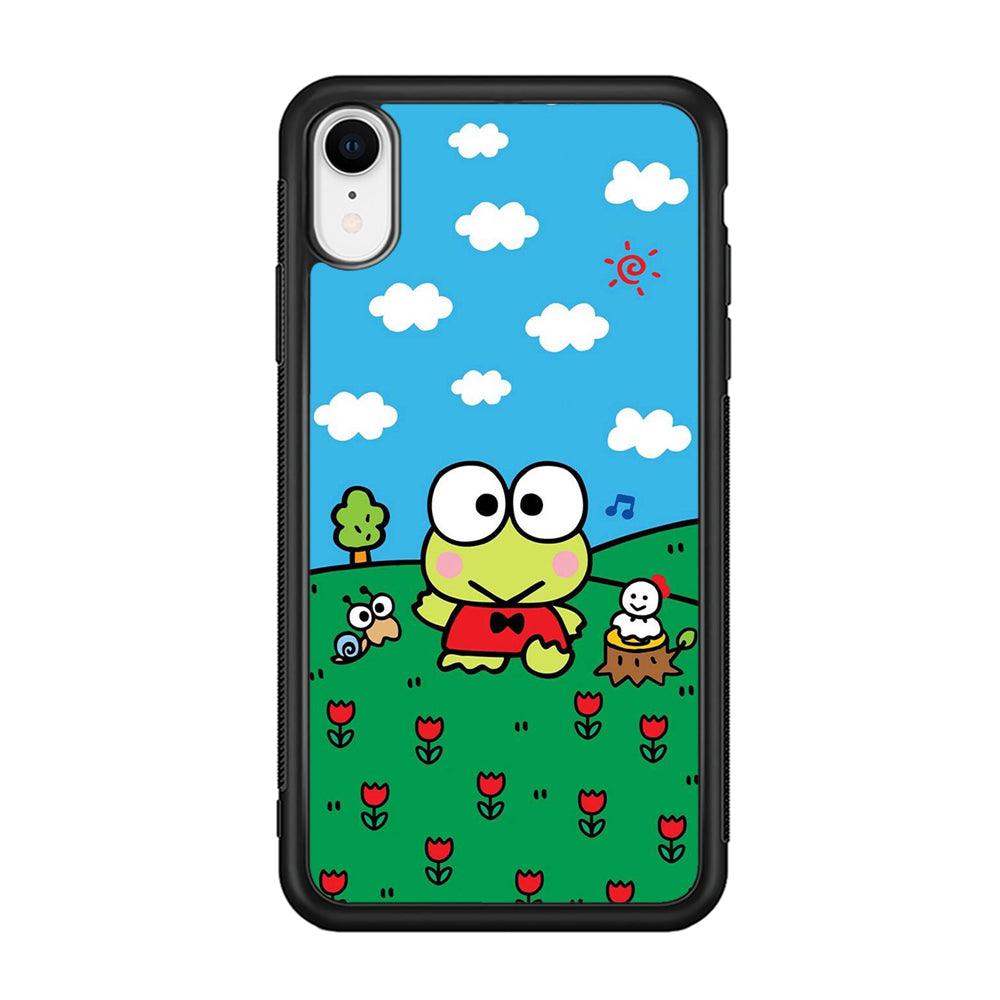 Keroppi Farmer Flower iPhone XR Case-Rubber Black (2D Case)-Oxvistore