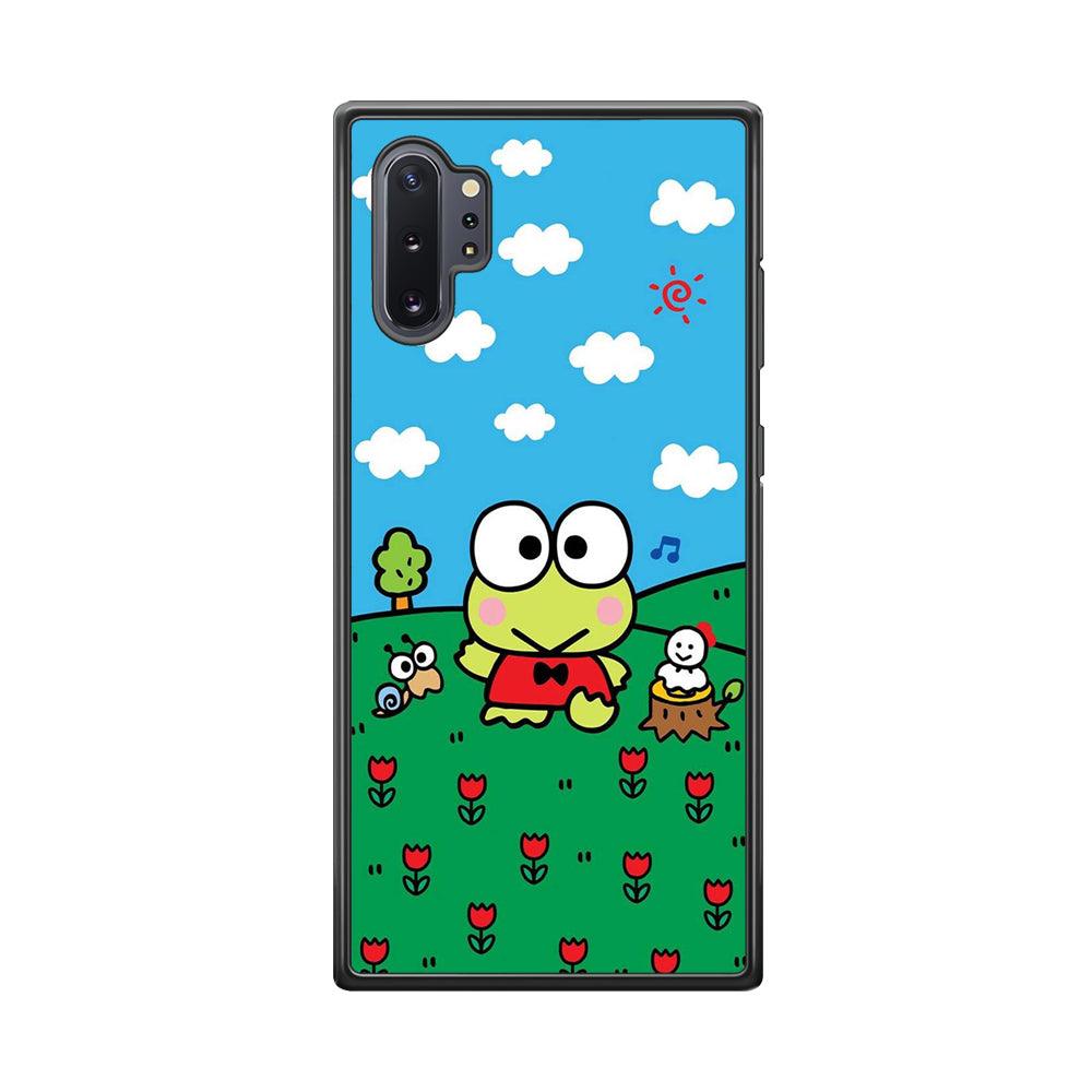 Keroppi Farmer Flower Samsung Galaxy Note 10 Plus Case-Rubber Black (2D Case)-Oxvistore