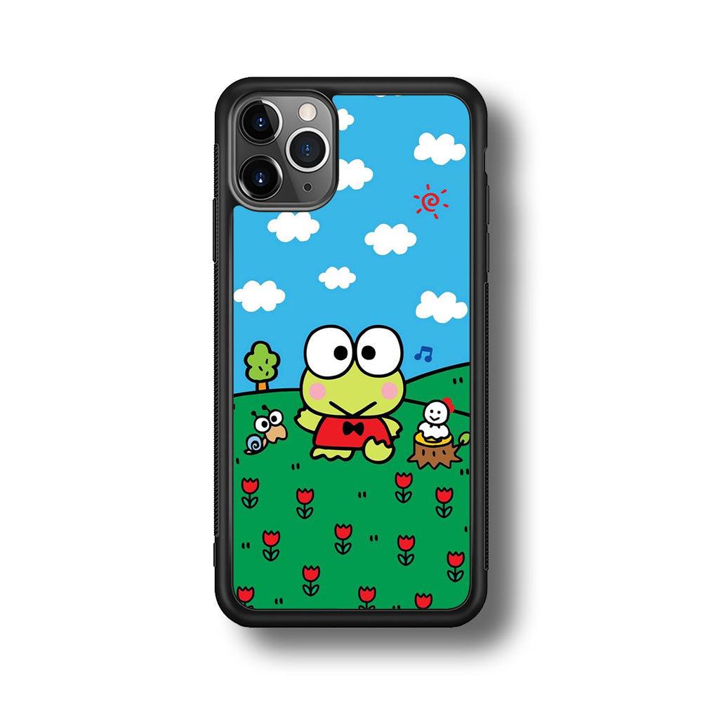 Keroppi Farmer Flower iPhone 11 Pro Max Case-Rubber Black (2D Case)-Oxvistore