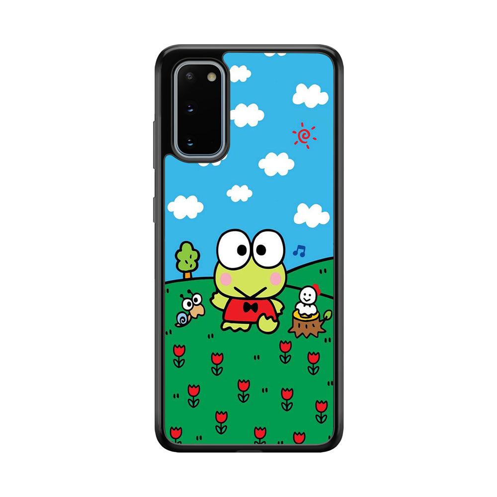Keroppi Farmer Flower Samsung Galaxy S20 Case-Rubber Black (2D Case)-Oxvistore