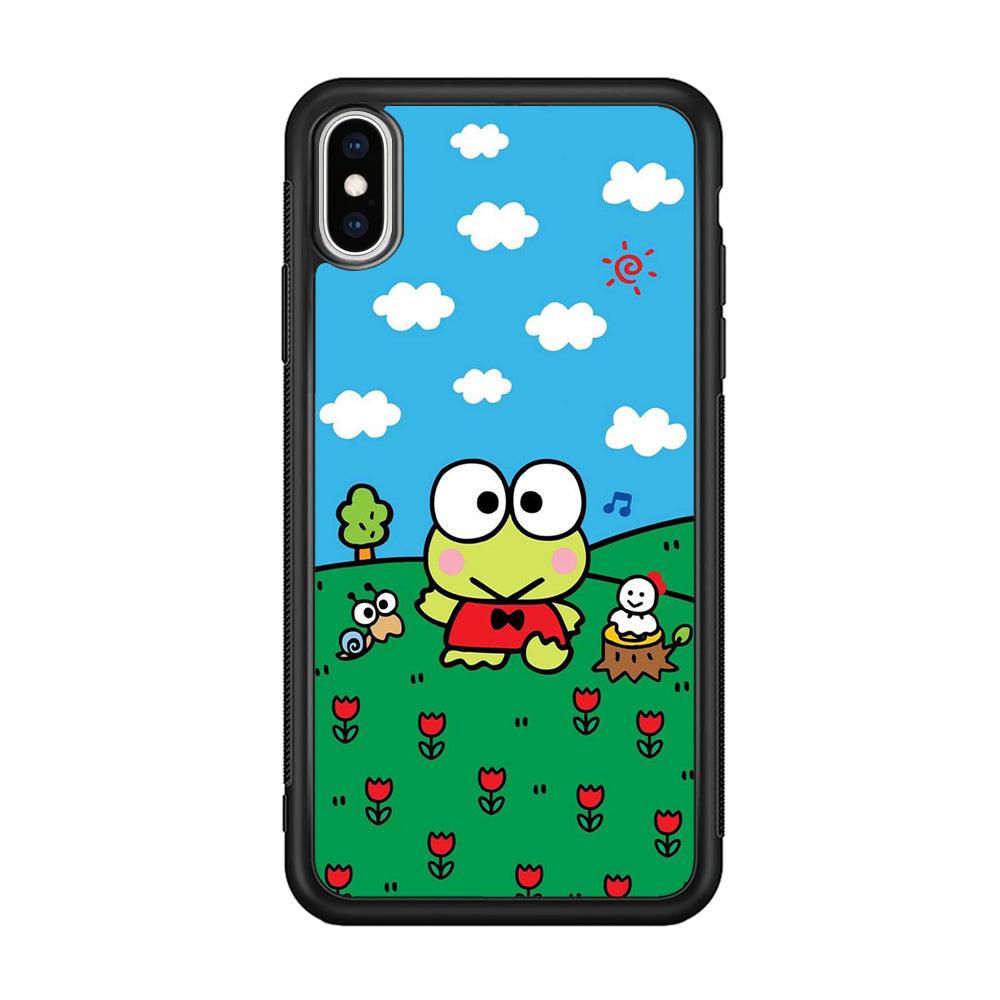 Keroppi Farmer Flower iPhone X Case-Rubber Black (2D Case)-Oxvistore