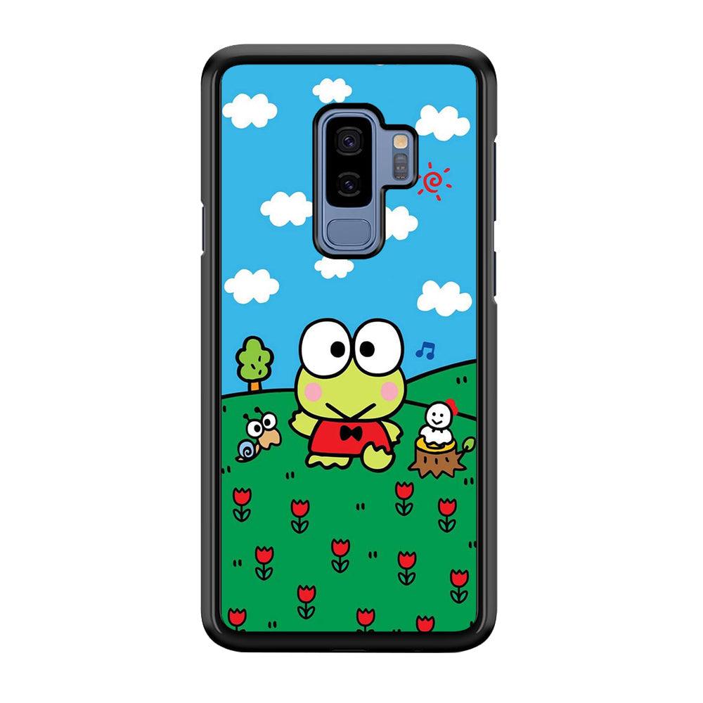 Keroppi Farmer Flower Samsung Galaxy S9 Plus Case-Rubber Black (2D Case)-Oxvistore