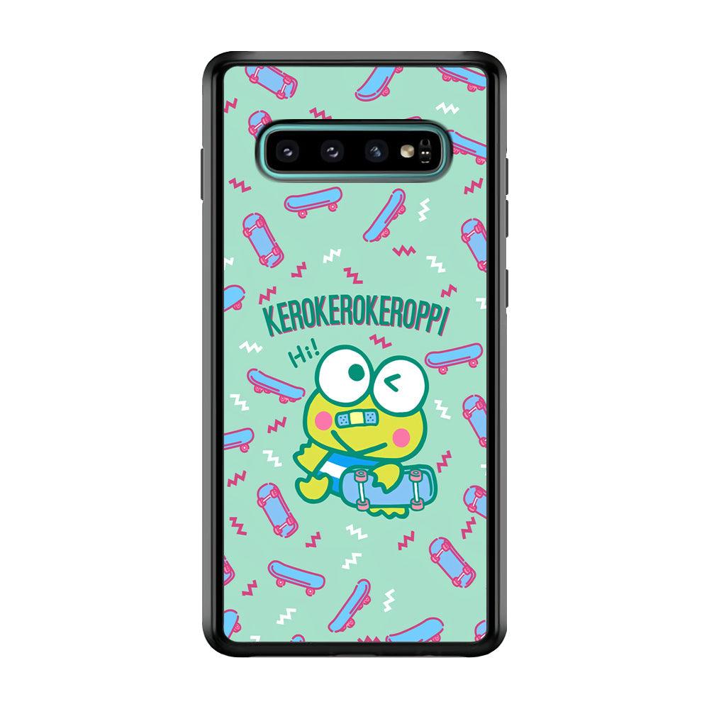 Keroppi Skater Mode Samsung Galaxy S10 Case-Rubber Black (2D Case)-Oxvistore