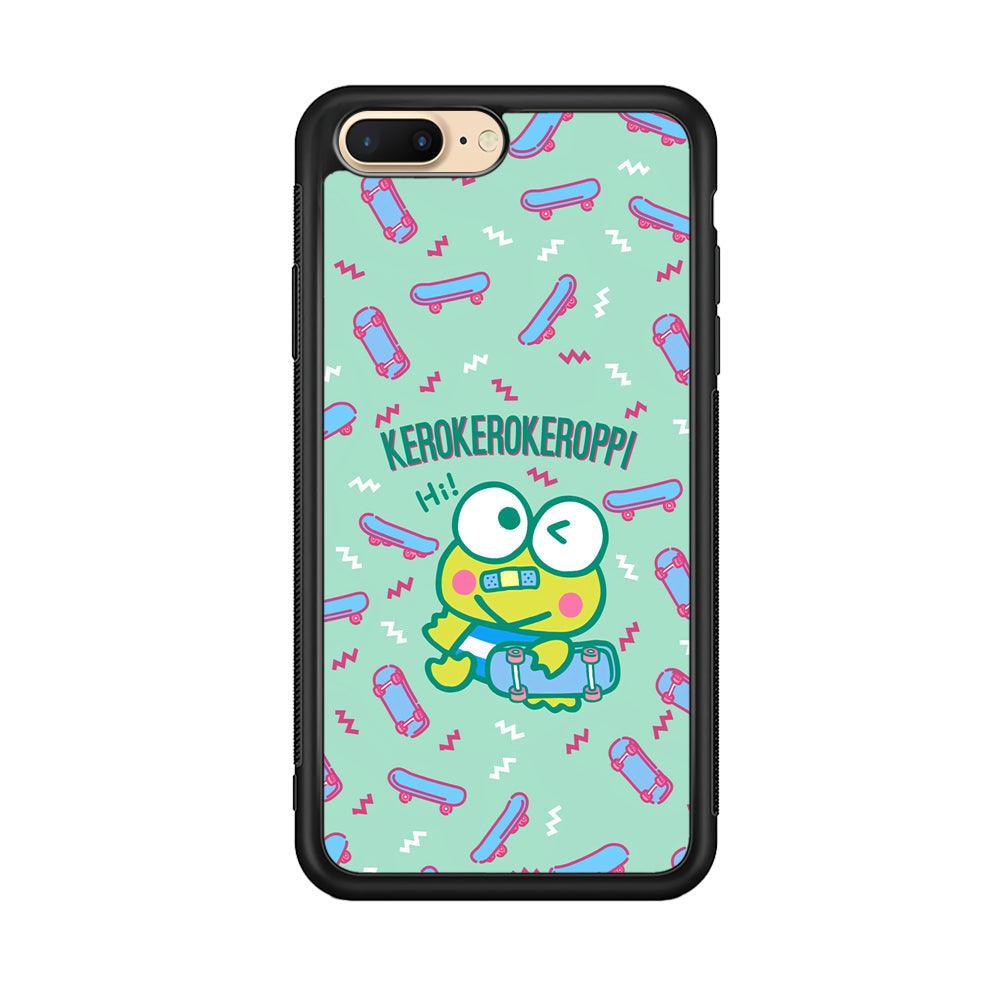 Keroppi Skater Mode iPhone 8 Plus Case-Rubber Black (2D Case)-Oxvistore