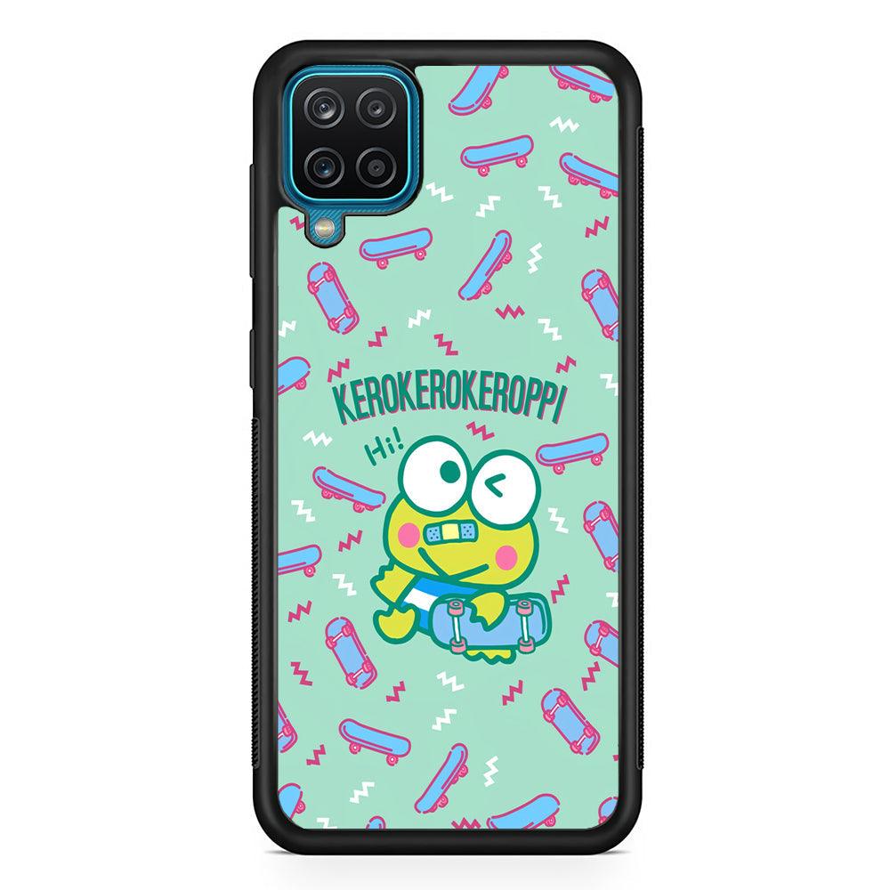 Keroppi Skater Mode Samsung Galaxy A12 Case-Rubber Black (2D Case)-Oxvistore