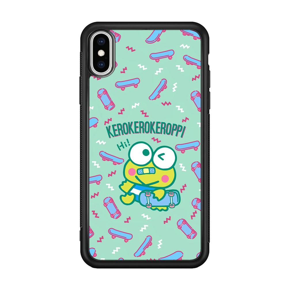 Keroppi Skater Mode iPhone X Case-Rubber Black (2D Case)-Oxvistore