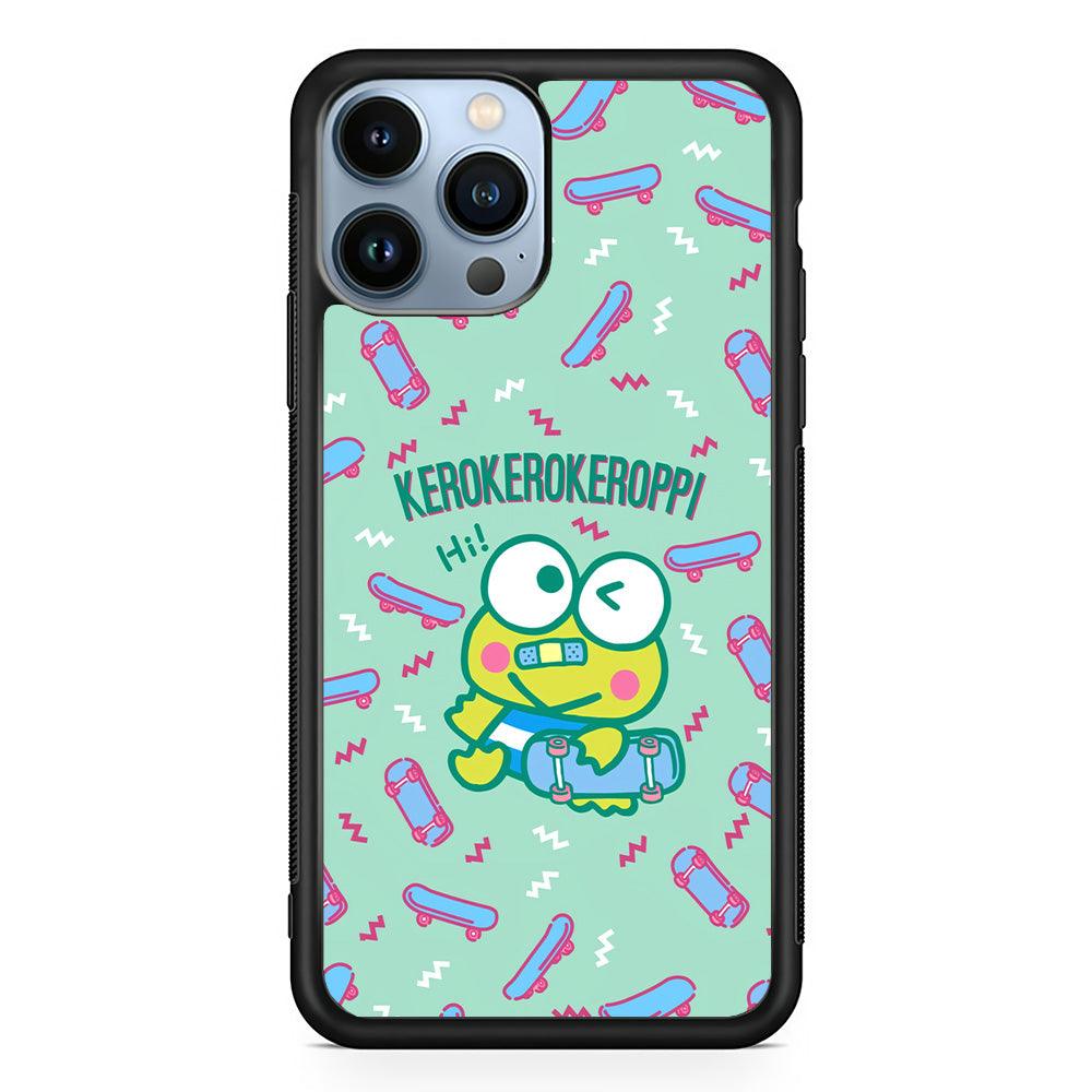 Keroppi Skater Mode iPhone 13 Pro Case-Rubber Black (2D Case)-Oxvistore
