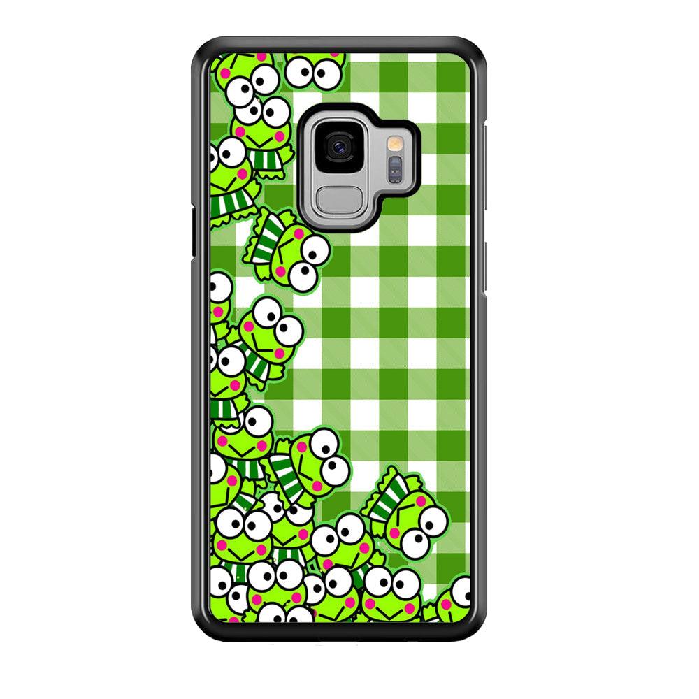 Keroppi Stickers Drop Samsung Galaxy S9 Case-Rubber Black (2D Case)-Oxvistore