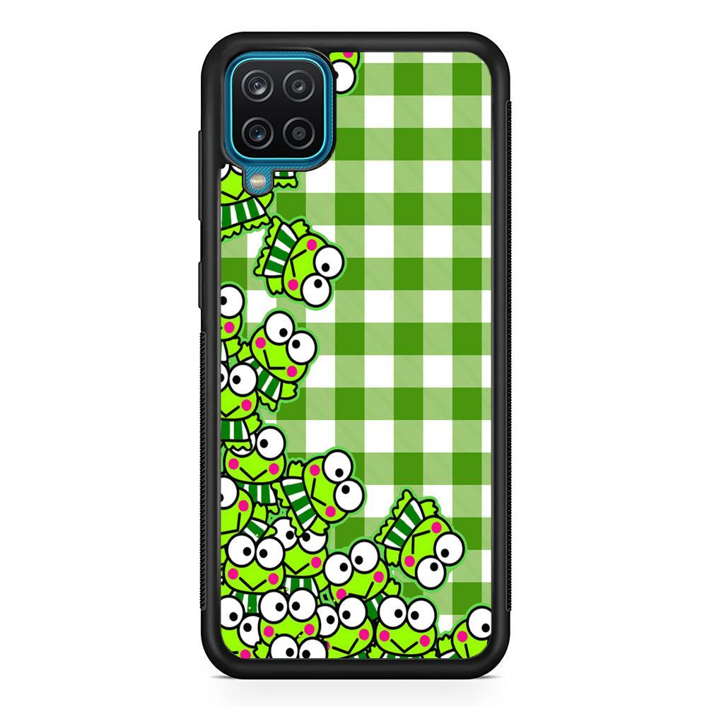 Keroppi Stickers Drop Samsung Galaxy A12 Case-Rubber Black (2D Case)-Oxvistore