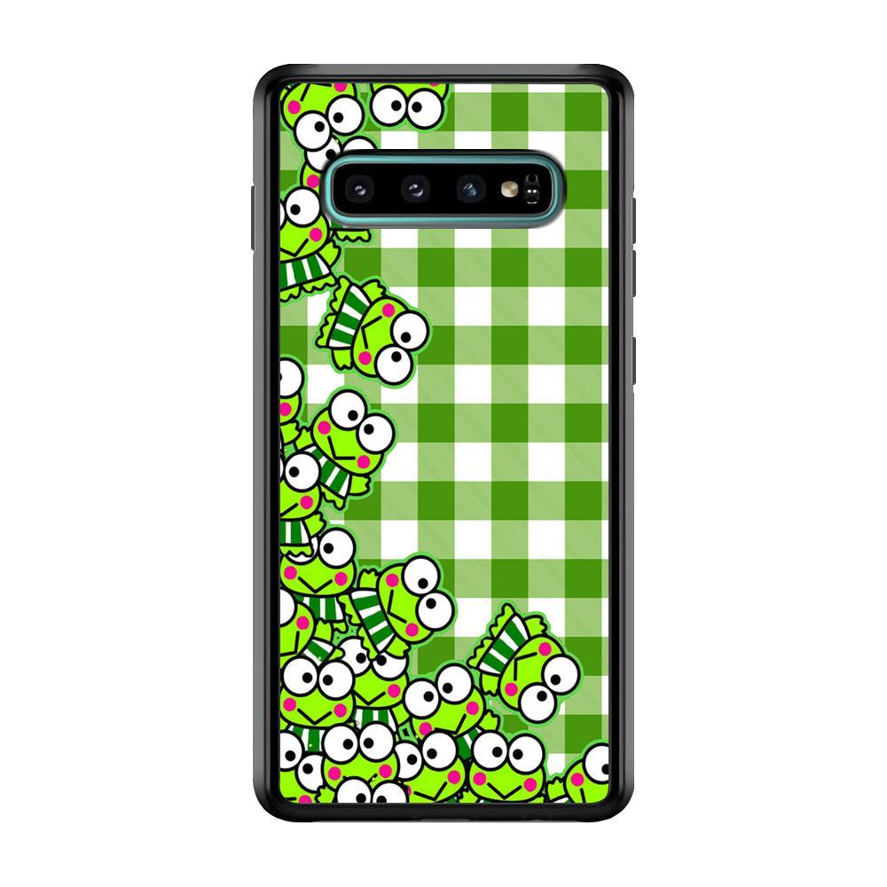 Keroppi Stickers Drop Samsung Galaxy S10 Case-Rubber Black (2D Case)-Oxvistore