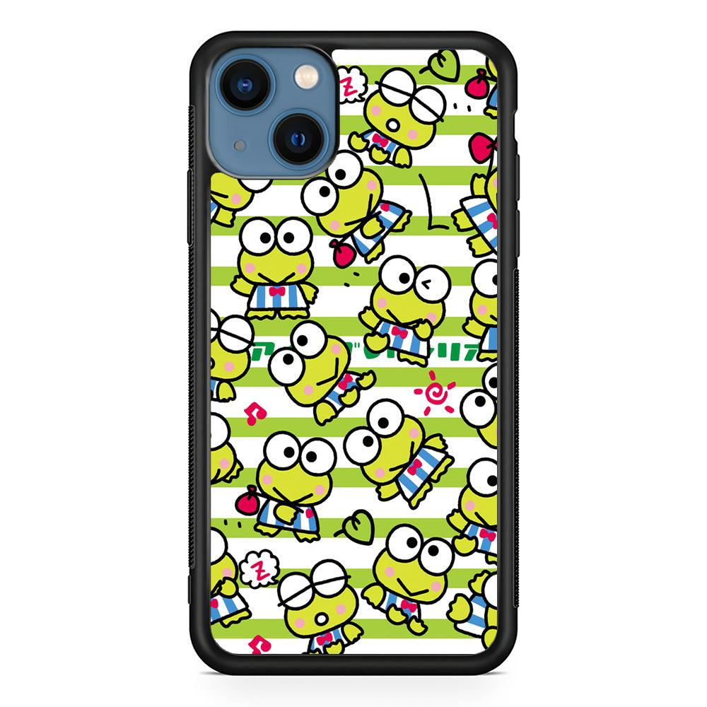 Keroppi Want to Vacation iPhone 15 Case-Rubber Black (2D Case)-Oxvistore