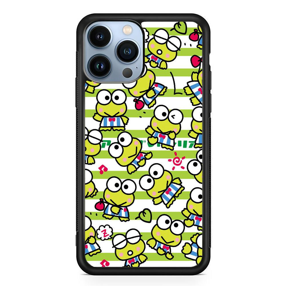 Keroppi Want to Vacation iPhone 14 Pro Max Case-Rubber White (2D Case)-Oxvistore