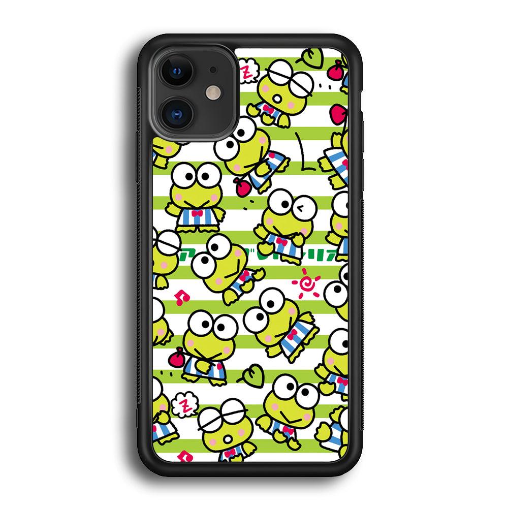 Keroppi Want to Vacation iPhone 12 Case-Rubber Black (2D Case)-Oxvistore